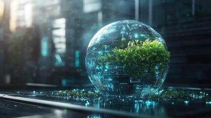 Obraz premium A creative visualization of clean water technologies, highlighting futuristic solutions to global water challenges with digital elements.