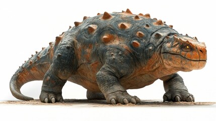 Ankylosaurus on a White Background Armored Dinosaur. Generative AI