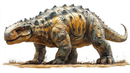 Obraz premium Ankylosaurus dinosaur on a white background. Generative AI