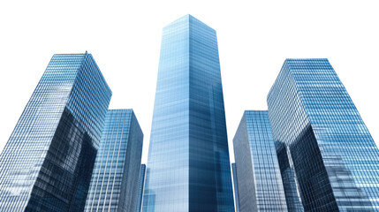Urban Skyline Majesty:  A low-angle perspective showcases the imposing grandeur of modern skyscrapers, their glass facades reflecting the city's vibrant energy.  The image evokes feelings of ambition.