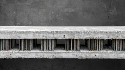 Concrete beam cross section showing visible reinforcement and texture