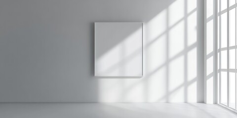Fototapeta premium single frame 16 in x 20 in wall room mockup neutral airy with window reflection 