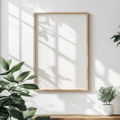 timber poster frame A1 size on white wall, zoomed in