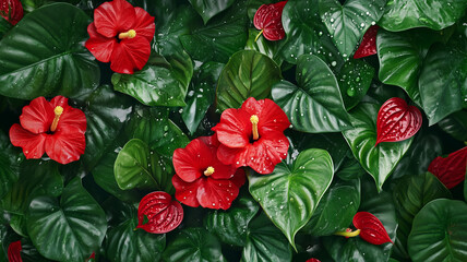 Tropical Plants with Flowers