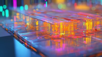 dynamic composition of transparent layers and glowing circuits