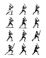 Minimalist Cricket Batting Stance Vector Illustration