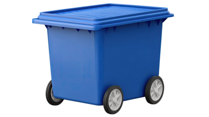 Blue Wheeled Recycling Bin: A sturdy blue recycling bin with wheels, designed for efficient waste management and environmental responsibility. Perfect for businesses, schools, or residential areas.  