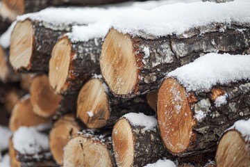 Wood In Snow Landscape.