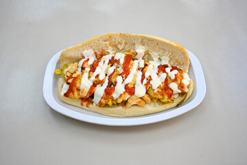 Meat Chicken Doner, between bread (Turkish Name : ekmek arasi et doner, tavuk doner, Gobit ekmek...