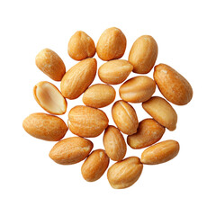 Obraz premium Salted Peanuts in Triangle Arrangement, minimalistic design, contrasting white backdrop, emphasizing texture and simplicity