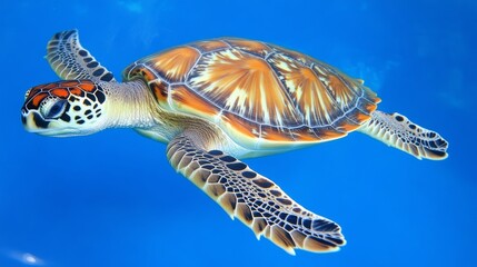 Obraz premium a turtle swimming in the deep blue sea