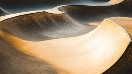 Outdoor skatepark equipment, sunny weather