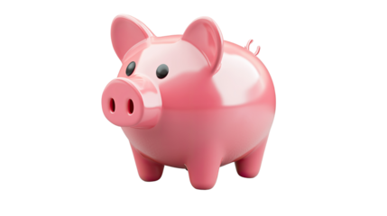Pink Piggy Bank: A cheerful and friendly pink piggy bank, symbolizing financial savings and prosperity. It's a simple yet powerful image that can be used to promote financial planning.
