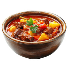 Delicious Homemade Beef Stew Goulash Recipe isolated on transparent background