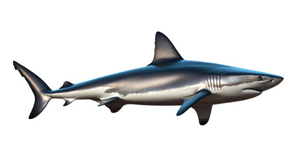 Obraz premium Majestic Shark: A powerful and sleek shark, captured in a detailed profile view, showcasing its streamlined body and sharp features. Perfect for marine biology, wildlife, or ocean-themed projects. 