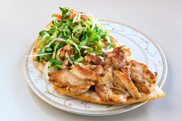 Meat Chicken Doner, between bread (Turkish Name : ekmek arasi et doner, tavuk doner, Gobit ekmek...
