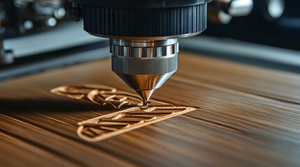 High-Precision Laser Engraving Machine Working on Wooden Surface, Creating Intricate Designs with Focus on Detail and Quality of Craftsmanship