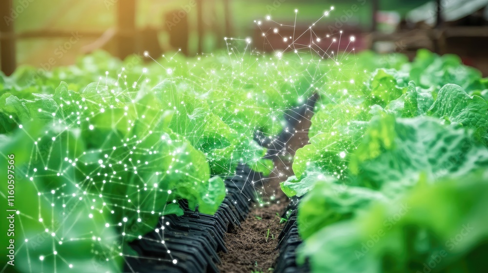 Aufkleber Concept image of microelectronic sensors integrated into smart agriculture systems, revolutionizing farming practices with cutting-edge technology.