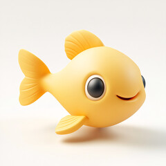 Playful cartoon fish in pastel yellow tones creative studio digital art bright environment close-up whimsical design