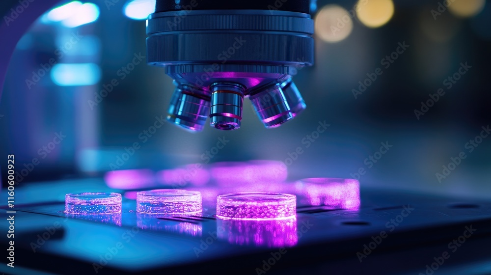 Poster Detailed view of testing microchip transistors under a microscope, part of the automation process in PCB manufacturing.