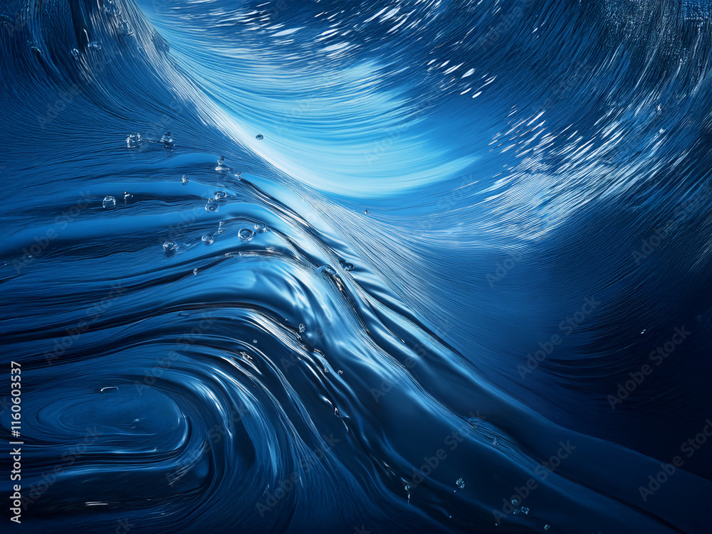 Aufkleber a mesmerizing underwater scene. deep blues swirl and ripple, creating a sense of depth and movement.