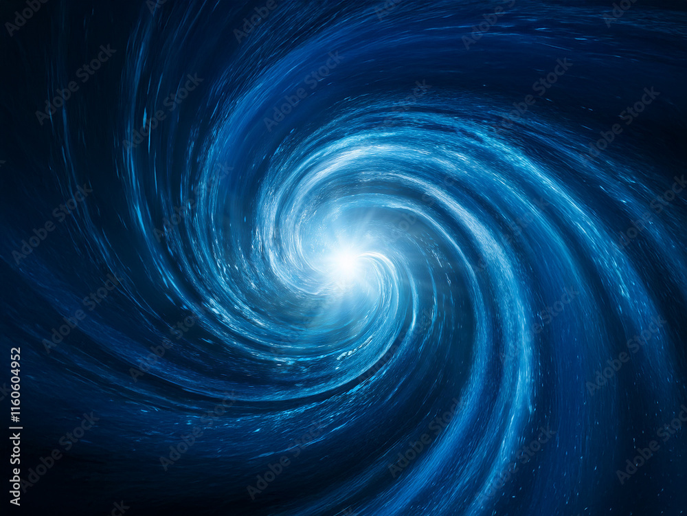 Poster a mesmerizing swirl of deep blue, luminous at its core, evokes feelings of cosmic wonder and the inf