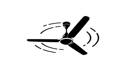 moving ceiling fan, black isolated silhouette