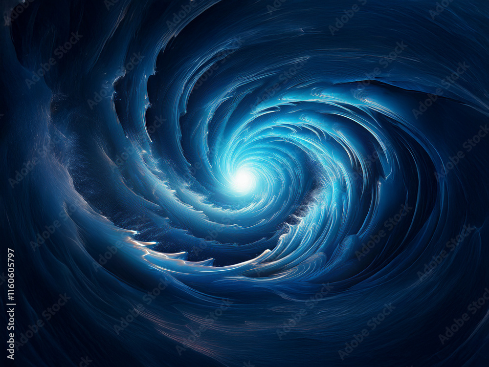 Aufkleber A mesmerizing swirling vortex of deep blues and luminous white light at its center.  The texture resembles clouds or smoke, creating a sense of depth and mystery.
