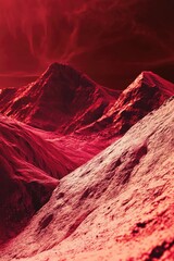 Mountain landscape with a reddish sky, great for outdoor or adventure-themed projects
