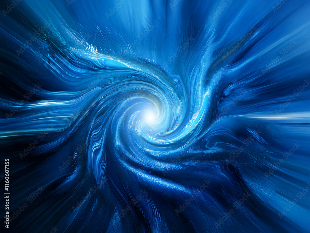 Poster a swirling vortex of vibrant blues creates a mesmerizing, abstract tunnel leading to a bright center