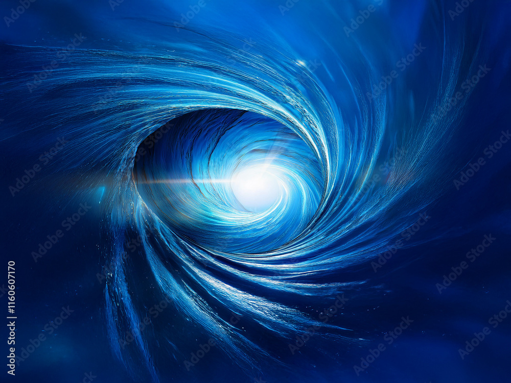 Poster A mesmerizing swirl of deep blue, luminous at its core, evokes feelings of depth, mystery, and power.  The intense color gradient and dynamic motion create a sense of cosmic energy.