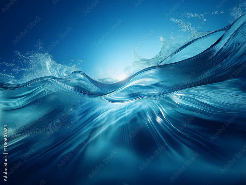 Fototapete serene underwater scene, sunlight filtering through translucent waves, creating a mesmerizing, ether