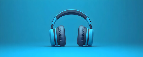 Vibrant Blue Headphones 3D Render Minimalist Product Photography