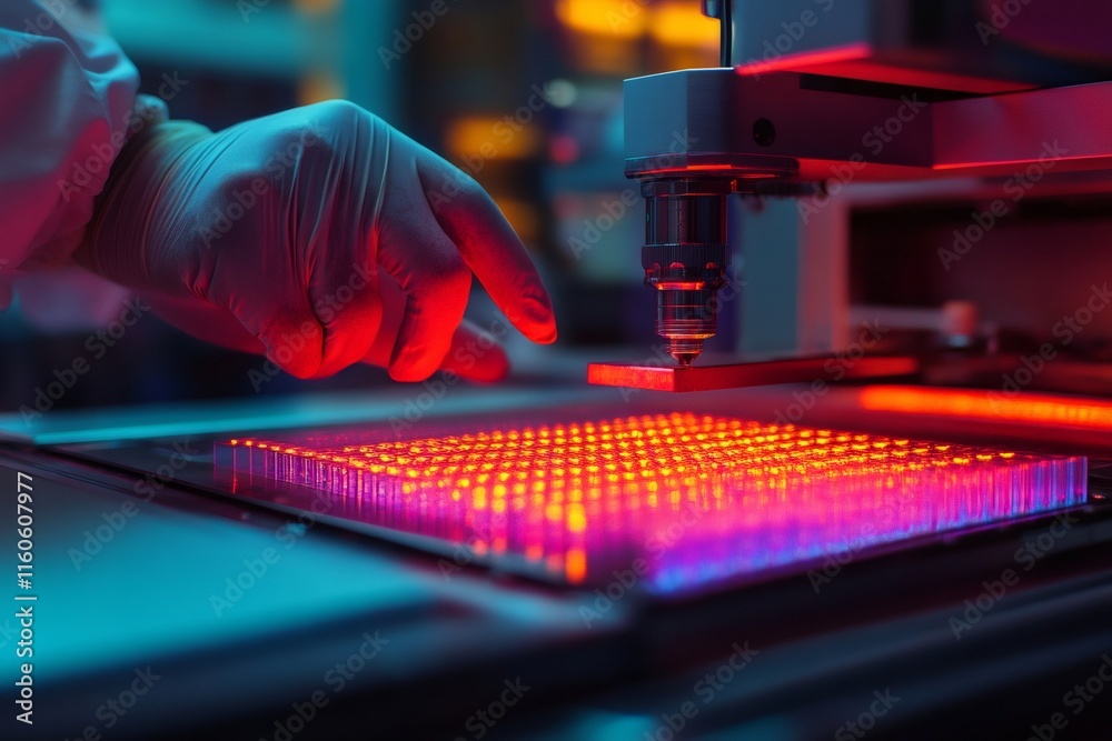 Leinwandbilder scientist using high-tech equipment for advanced microchip production in laboratory