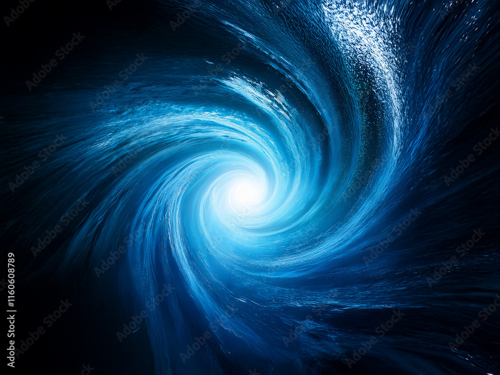 Leinwandbilder A mesmerizing swirling vortex of deep blues and luminous white light at its center, evokes feelings of depth and mystery.  The intense color gradients create a sense of movement and power.