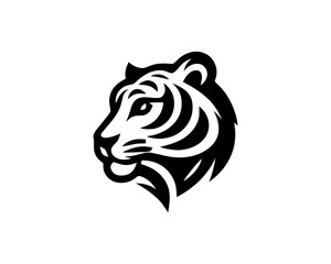Tiger head, tiger face, logo design vector template. Black and white tiger logo vector illustration.