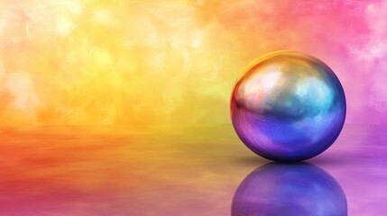 Colorful Reflective Sphere on a Vibrant Gradient Background