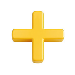 Obraz premium Yellow plus sign 3d isolated on transparent background