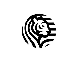 Tiger head, tiger face, logo design vector template. Black and white tiger logo vector illustration.