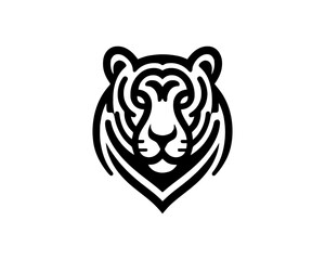 Tiger head, tiger face, logo design vector template. Black and white tiger logo vector illustration.