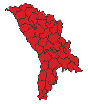 recommend clip art: Moldova Red map with border of regions outline vector