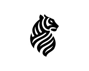 Tiger head, tiger face, logo design vector template. Black and white tiger logo vector illustration.