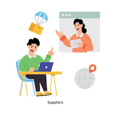 Suppliers concept vector illustration. Supply Chain isolated On white Background.               