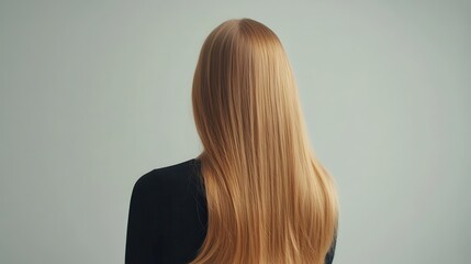 Fototapeta premium Beautiful model girl with Blond hair strand,silky healthy wavy hair strand,hair wavy ribbon, with smooth,Keratin straightening,Treatment,straight long hair,procedures,Smooth hairstyle.