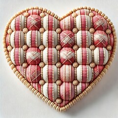 Heart with a plaid pattern on blank white background. Generative AI