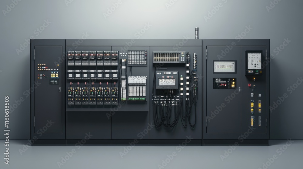 Aufkleber switchboard equipment with control panels, wires, and switches for enterprise-level automation, ensu
