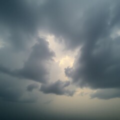 Fototapeta premium A photograph of a dramatic stormy sky, mirrored, with soft light, a hazy atmosphere, and intense weather, evoking a dreamy and soft atmosphere