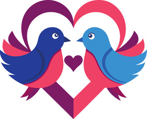 two birds with heart