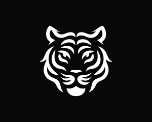 Tiger head, tiger face, logo design vector template. Black and white tiger logo vector illustration.