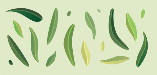 Bright green leaves set